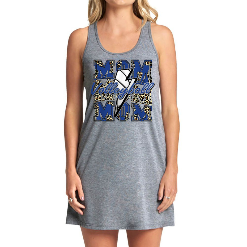 Volleyball Mom Volleyball Lightning Bolt Leopard Blue T Shirt Tank Dress by cm-arts | Artistshot