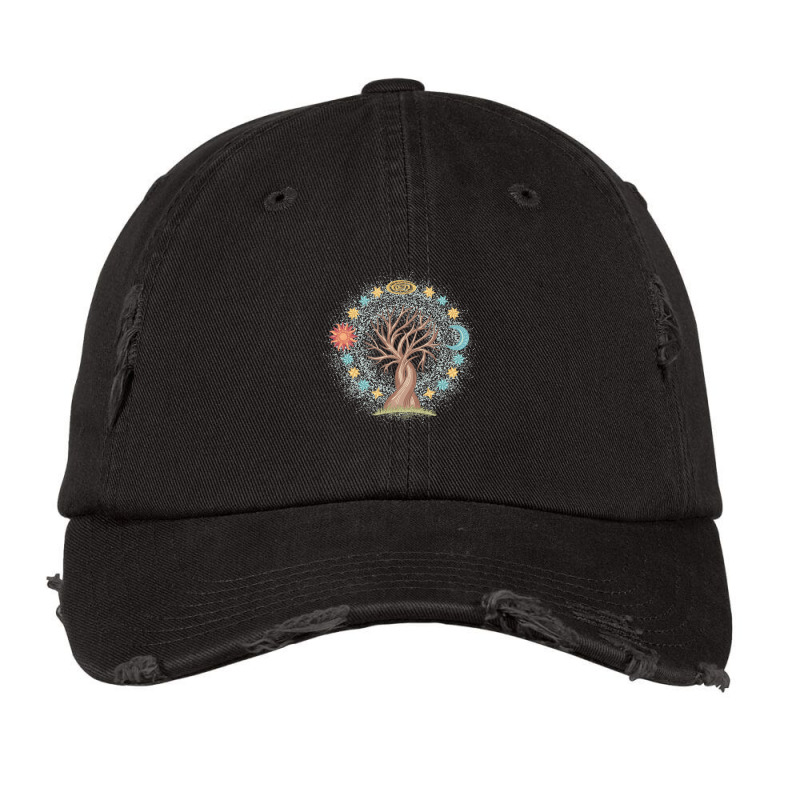 Tree Sun And Moon With Stars Spiritual Vintage Cap by cm-arts | Artistshot