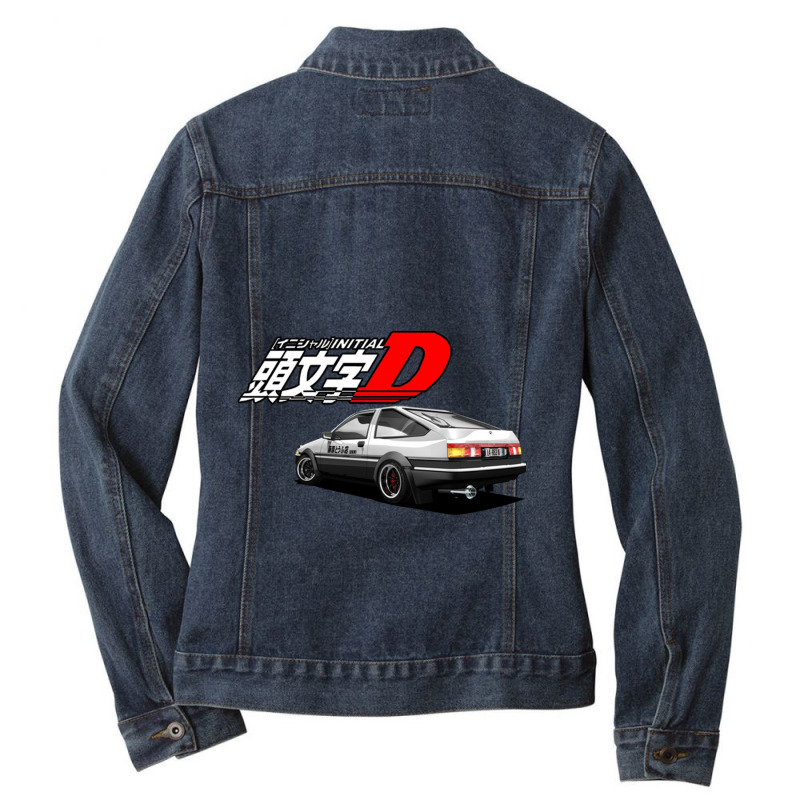 Initial D - Ae89 Trueno Ladies Denim Jacket by cm-arts | Artistshot