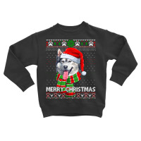 Merry Christmas Alaskan Malamute Santa Ugly Xmas Sweater Sweatshirt Toddler Sweatshirt | Artistshot