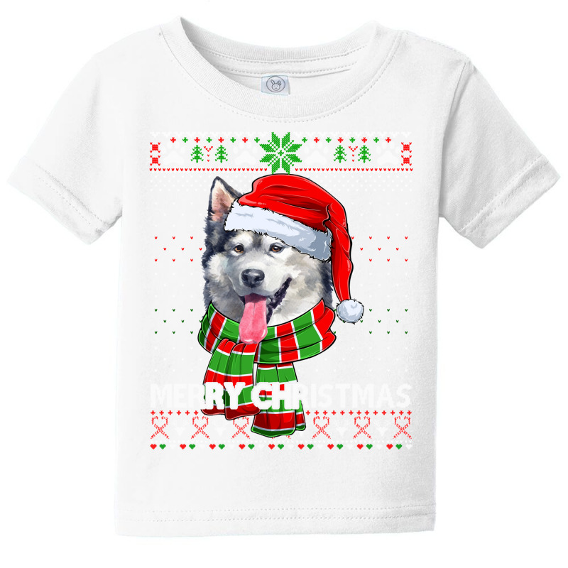 Merry Christmas Alaskan Malamute Santa Ugly Xmas Sweater Sweatshirt Baby Tee | Artistshot