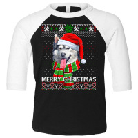 Merry Christmas Alaskan Malamute Santa Ugly Xmas Sweater Sweatshirt Toddler 3/4 Sleeve Tee | Artistshot