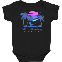 St. Petersburg Beach St Pete Florida Vacation Vintage Sunset Long Slee Baby Bodysuit | Artistshot