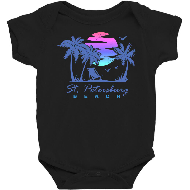 St. Petersburg Beach St Pete Florida Vacation Vintage Sunset Long Slee Baby Bodysuit by cm-arts | Artistshot