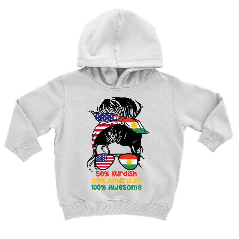 Womens Half American Half Kurdish Messy Bun Kurdistan Heritage T Shirt Toddler Hoodie by cm-arts | Artistshot