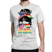 Womens Half American Half Kurdish Messy Bun Kurdistan Heritage T Shirt Classic T-shirt | Artistshot