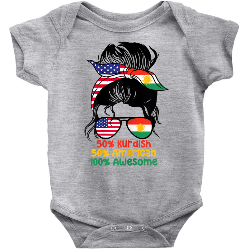 Womens Half American Half Kurdish Messy Bun Kurdistan Heritage T Shirt Baby Bodysuit by cm-arts | Artistshot