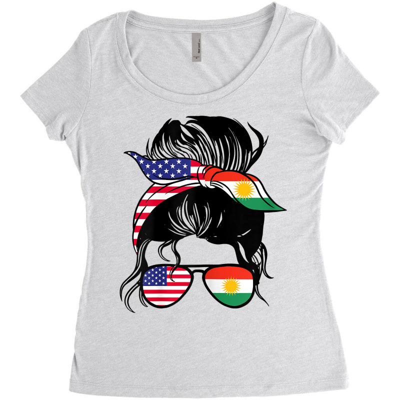 Womens Half American Half Kurdish Messy Bun Pride Kurdistan T Shirt Women's Triblend Scoop T-shirt by cm-arts | Artistshot