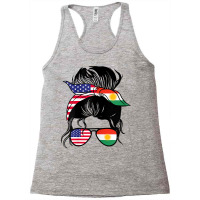 Womens Half American Half Kurdish Messy Bun Pride Kurdistan T Shirt Racerback Tank | Artistshot