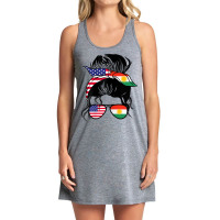 Womens Half American Half Kurdish Messy Bun Pride Kurdistan T Shirt Tank Dress | Artistshot