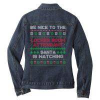 Locker Room Attendant Gift Locker Room Attendant Ugly Xmas Premium T S Ladies Denim Jacket | Artistshot