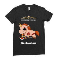 Unicorn Barbarian Fantasy D20 Tabletop Rpg Roleplaying Gamer Ladies Fitted T-shirt | Artistshot