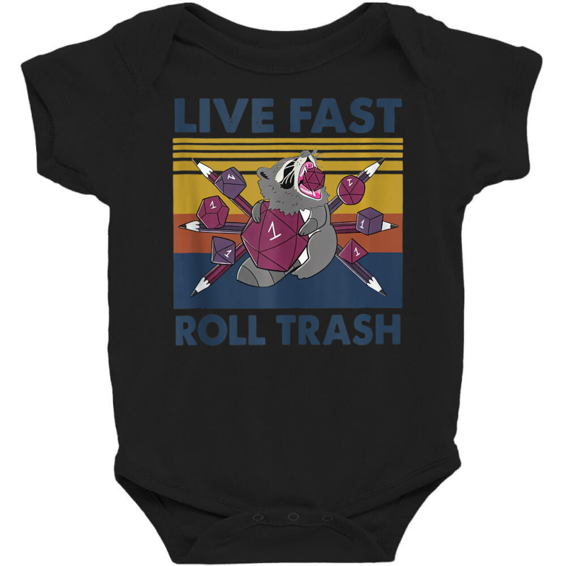 Vintage Dungeons Raccoon Live Fast Roll Trash Retro Dragons Baby Bodysuit by hotoancuong | Artistshot