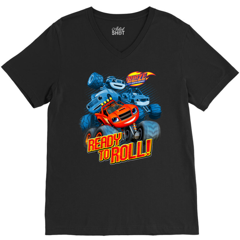 Kids Blaze & The Monster Machines Ready To Roll V-Neck Tee by buiduchai | Artistshot