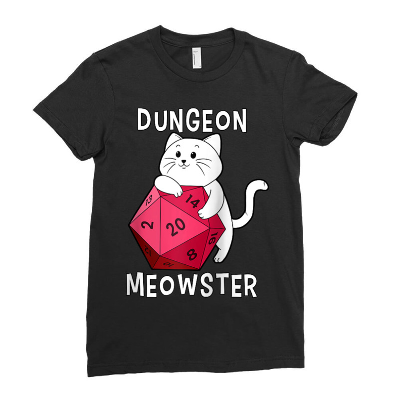 W20 Roll Dungeon Cat 20-sided Dice Kitten Role Play Game Ladies Fitted T-shirt | Artistshot