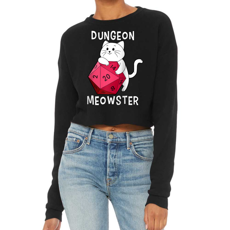 W20 Roll Dungeon Cat 20-sided Dice Kitten Role Play Game Cropped Sweater | Artistshot