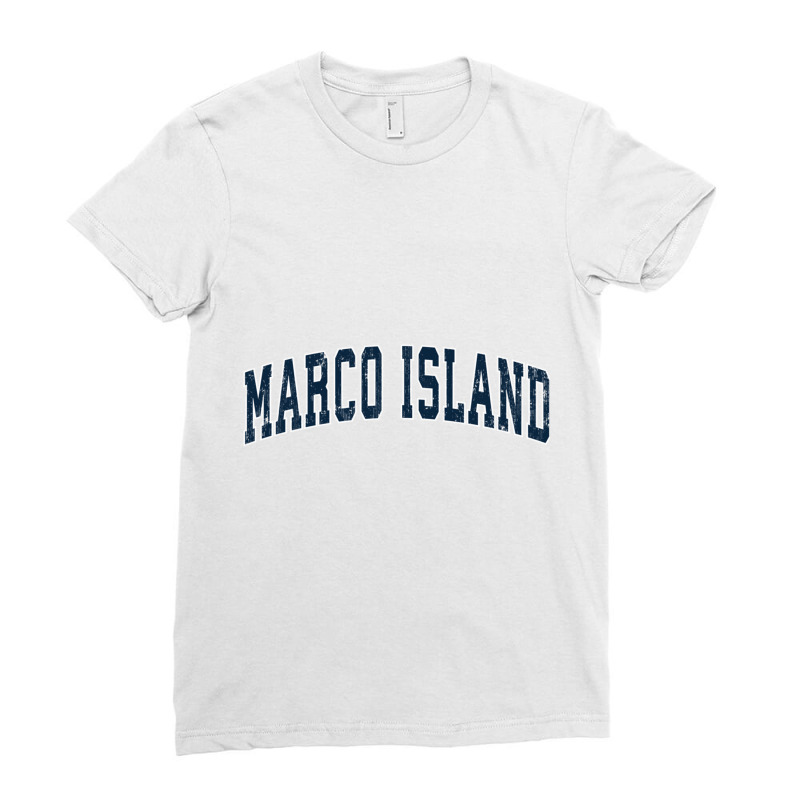 Marco Island Florida Fl Vintage Sports Design Navy Design Sweatshirt Ladies Fitted T-Shirt by cm-arts | Artistshot