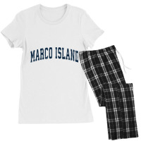 Marco Island Florida Fl Vintage Sports Design Navy Design Sweatshirt Women's Pajamas Set | Artistshot