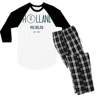 Holland Michigan Michigander Great Lakes Souvenir Gift Tulip T Shirt Men's 3/4 Sleeve Pajama Set | Artistshot