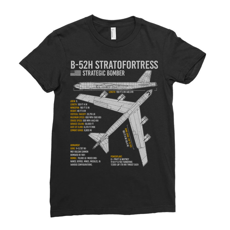 B-52 Stratofortress Blueprint American Bomber Ladies Fitted T-Shirt by Kanmosrin52 | Artistshot