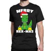 Merry Rex Mas Christmas T Rex Cartoon Sweatshirt Classic T-shirt | Artistshot