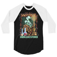 Wizard Knowledge Is Power Dragons D20 Rpg Gamer 3/4 Sleeve Shirt | Artistshot