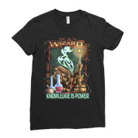 Wizard Knowledge Is Power Dragons D20 Rpg Gamer Ladies Fitted T-shirt | Artistshot