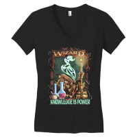 Wizard Knowledge Is Power Dragons D20 Rpg Gamer Women's V-neck T-shirt | Artistshot