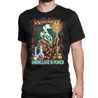 Wizard Knowledge Is Power Dragons D20 Rpg Gamer Classic T-shirt | Artistshot