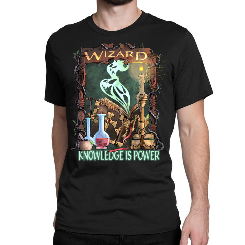 Wizard Knowledge Is Power Dragons D20 Rpg Gamer Classic T-shirt by hotoancuong | Artistshot