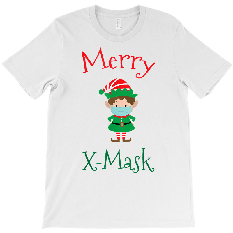 Merry X Mask Funny Christmas Social Distancing Elf Face Mask T Shirt T-shirt | Artistshot