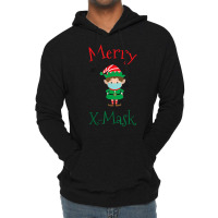 Merry X Mask Funny Christmas Social Distancing Elf Face Mask T Shirt Lightweight Hoodie | Artistshot