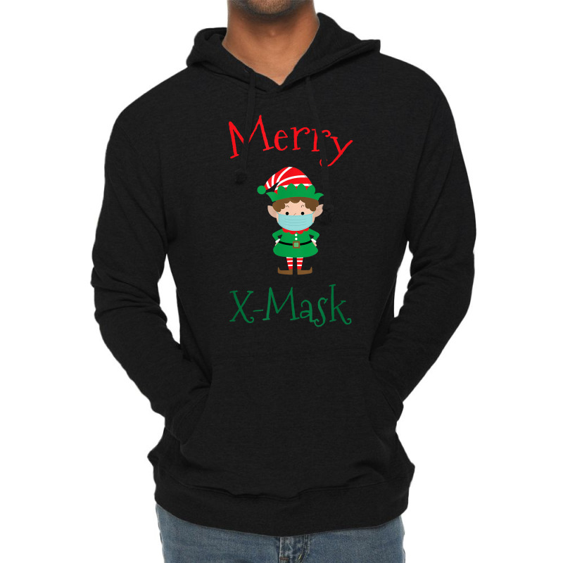 Merry X Mask Funny Christmas Social Distancing Elf Face Mask T Shirt Lightweight Hoodie | Artistshot