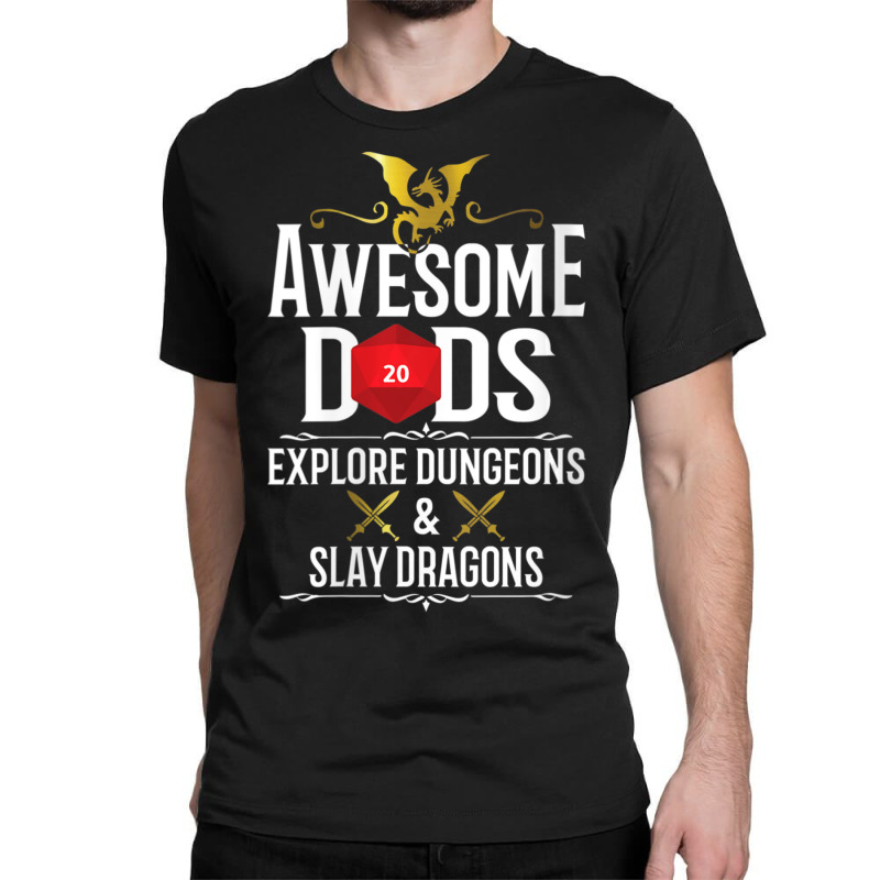 Womens Awesome Dads Explore Dungeons And Slay Dragons Gamer Dad Vneck Classic T-shirt by hotoancuong | Artistshot