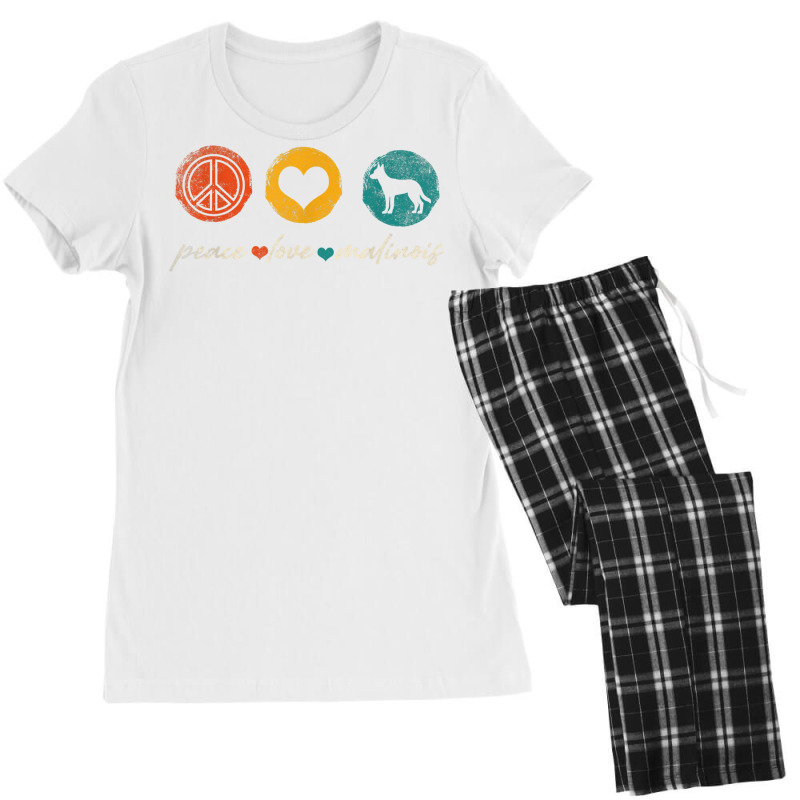 Vintage Peace Love Malinois Dog Lover Gifts T Shirt Women's Pajamas Set by cm-arts | Artistshot