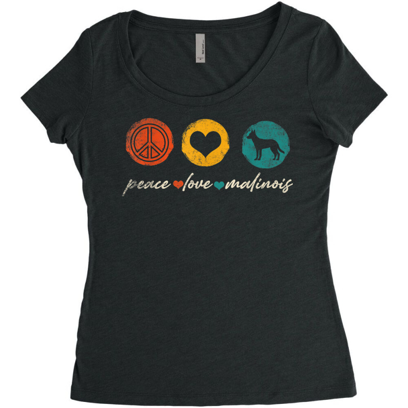 Vintage Peace Love Malinois Dog Lover Gifts T Shirt Women's Triblend Scoop T-shirt by cm-arts | Artistshot