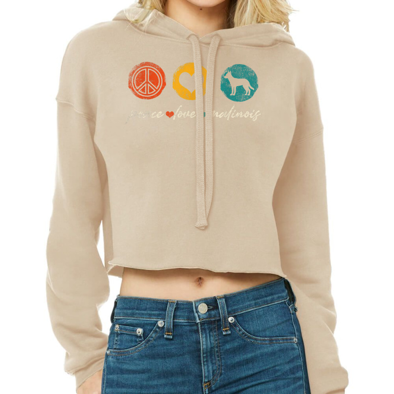 Vintage Peace Love Malinois Dog Lover Gifts T Shirt Cropped Hoodie by cm-arts | Artistshot