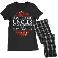 Womens Awesome Uncles Delve Dungeons And Slay Dragons Rpg Gaming V-nec Women's Pajamas Set | Artistshot