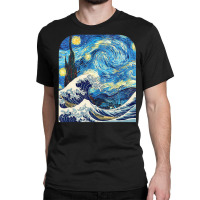 The Starry Night And The Great Wave Off Kanagawa Combined Classic T-shirt | Artistshot