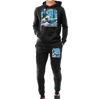 The Starry Night And The Great Wave Off Kanagawa Combined Hoodie & Jogger Set | Artistshot