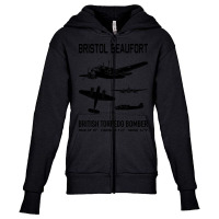 Bristol Beaufort British Ww2 Torpedo Bomber Silhouettes Youth Zipper Hoodie | Artistshot