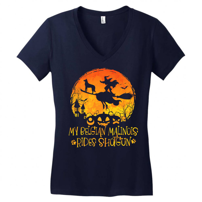 Halloween Belgian Malinois Rides Shotgun Funny Dog Lover Premium T Shi Women's V-Neck T-Shirt by cm-arts | Artistshot