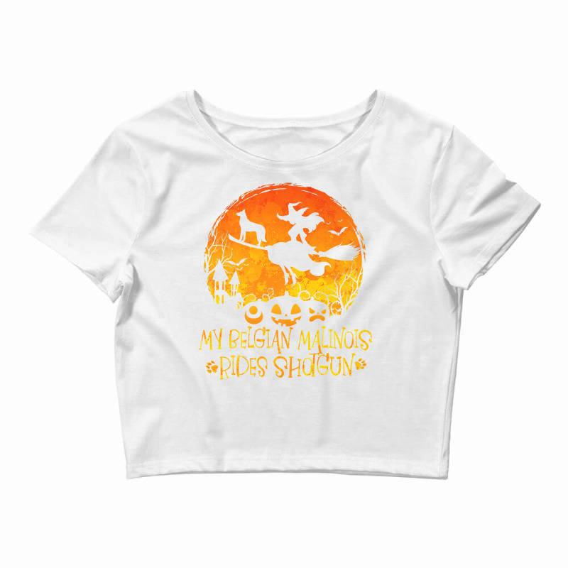 Halloween Belgian Malinois Rides Shotgun Funny Dog Lover Premium T Shi Crop Top by cm-arts | Artistshot