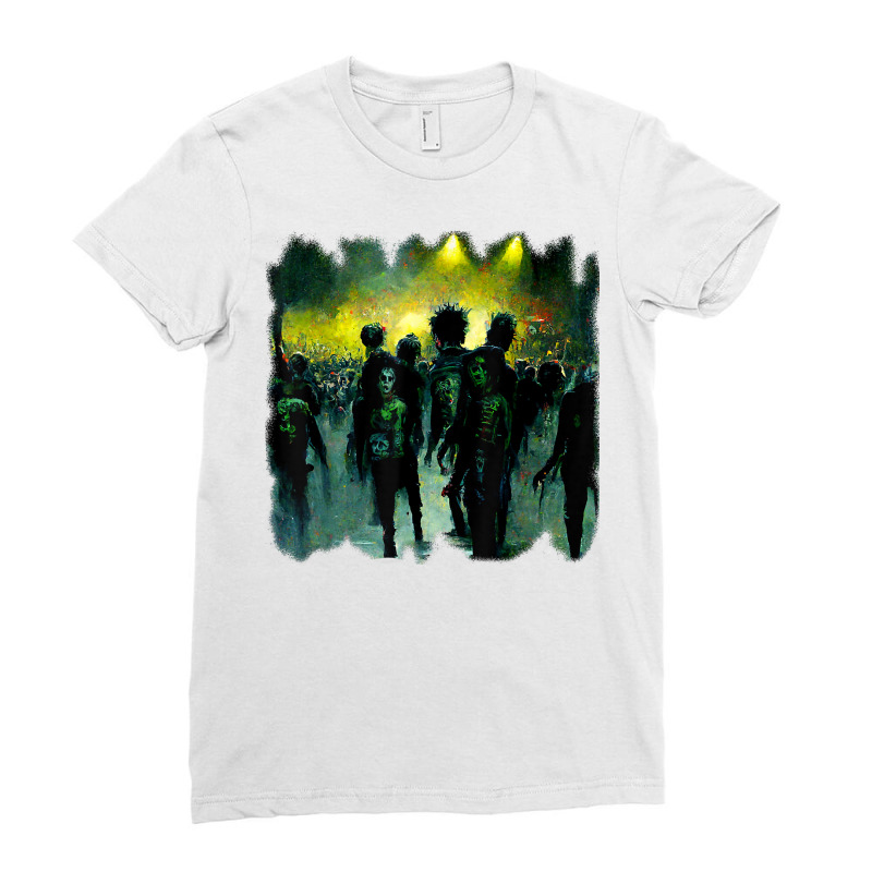 Zombies In A Rock Concert. Good Time For The Non Living T Shirt Ladies Fitted T-Shirt by cluniepfa | Artistshot