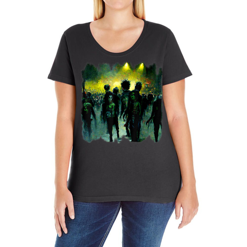 Zombies In A Rock Concert. Good Time For The Non Living T Shirt Ladies Curvy T-Shirt by cluniepfa | Artistshot