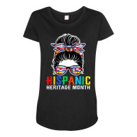 National Hispanic Heritage Month Latin Flags Messy Bun T Shirt Maternity Scoop Neck T-shirt | Artistshot