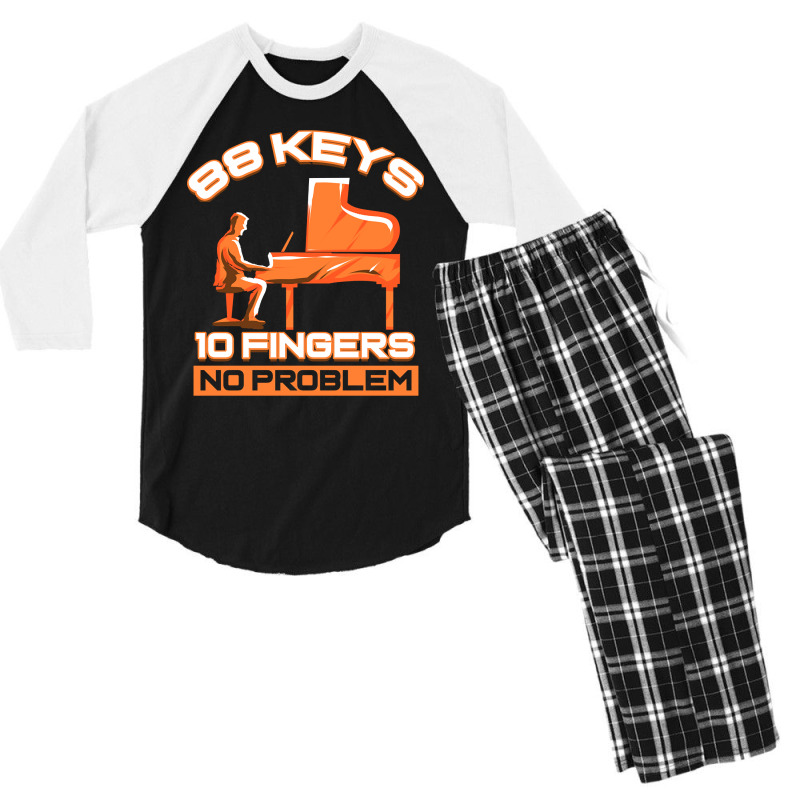 Piano 88 Keys 10 Fingers Keyboard Pianist Men's 3/4 Sleeve Pajama Set | Artistshot