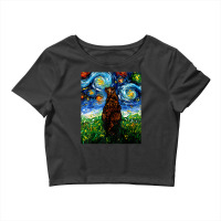 Tortoiseshell Tortie Starry Night Kitty Cat Art By Aja Crop Top | Artistshot