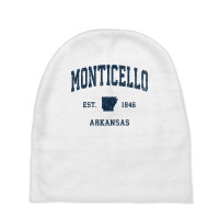 Monticello Arkansas Ar Vintage Athletic Navy Sports Design T Shirt Baby Beanies | Artistshot