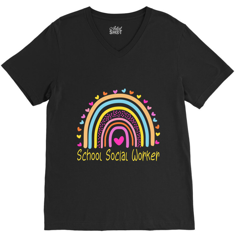 School Social Worker Rainbow V-Neck Tee by kentuckykonpha9 | Artistshot